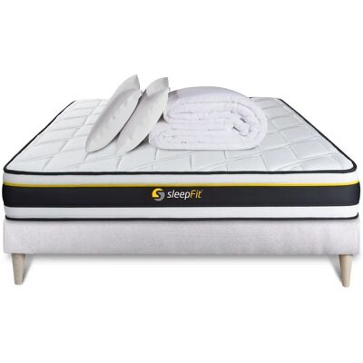 Sleepfit - Pack Matelas et Sommier 140x190cm - Blanc - Publicité Sleepfit - Pack Matelas et Sommier 140x190cm - Blanc - Publicité