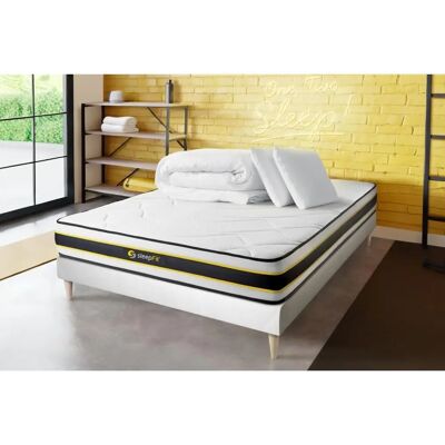 Pack Matelas Sleepfit Flexy - 140x190 cm - Blanc - Publicité Pack Matelas Sleepfit Flexy - 140x190 cm - Blanc - Publicité