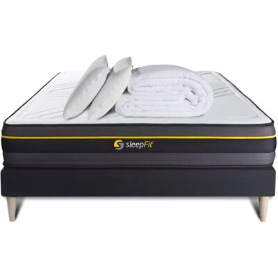 Sleepfit - ACTIPACK140190N - Pack Matelas & Sommier - Noir - Publicité Sleepfit - ACTIPACK140190N - Pack Matelas & Sommier - Noir - Publicité