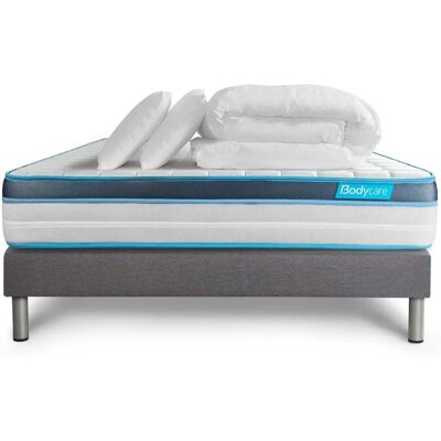Ensemble Matelas Bodycare Gris 140x200cm avec Sommier à lattes - Publicité Ensemble Matelas Bodycare Gris 140x200cm avec Sommier à lattes - Publicité