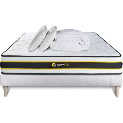 Sleepfit Set Completo Letto Bianco - Materasso, Struttura, Piumino & Cuscini Sleepfit Set Completo Letto Bianco - Materasso, Struttura, Piumino & Cuscini