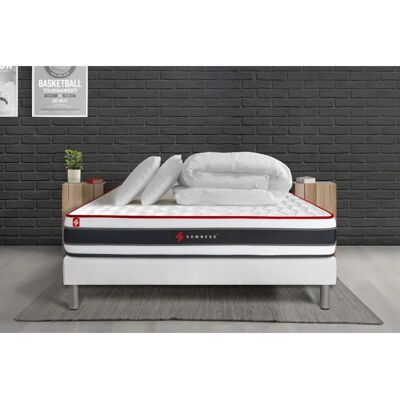 Pack Somness Blanc 160x200cm - Matelas, Sommier, Couette & Oreillers - Publicité Pack Somness Blanc 160x200cm - Matelas, Sommier, Couette & Oreillers - Publicité