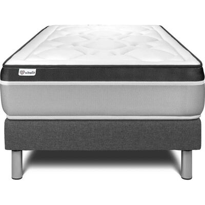 Vitalit Cama gris + Colchón de espuma viscoelástica 90x200 - Cama Vitalit Cama gris + Colchón de espuma viscoelástica 90x200 - Cama