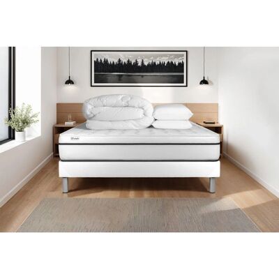 Conjunto de Cama Blanco Vital Spa 140x200 - Espuma Viscoelástica, Somier, Almohadas Conjunto de Cama Blanco Vital Spa 140x200 - Espuma Viscoelástica, Somier, Almohadas