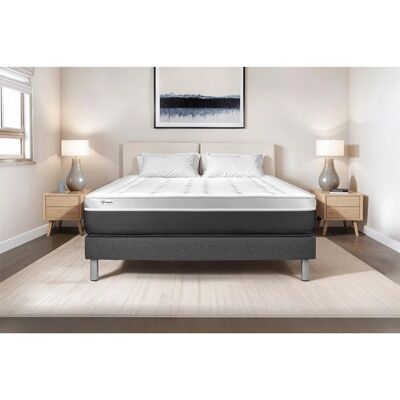 Ensemble Lit Gris VITALIT - Mousse à mémoire 180x200 - Publicité Ensemble Lit Gris VITALIT - Mousse à mémoire 180x200 - Publicité