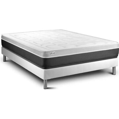 Ensemble de lit Vitalit blanc avec matelas à mémoire 200x200 - Publicité Ensemble de lit Vitalit blanc avec matelas à mémoire 200x200 - Publicité