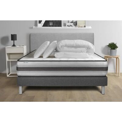 Conjunto de Cama Gris Vitalpower Recover - Colchón híbrido y Base Conjunto de Cama Gris Vitalpower Recover - Colchón híbrido y Base