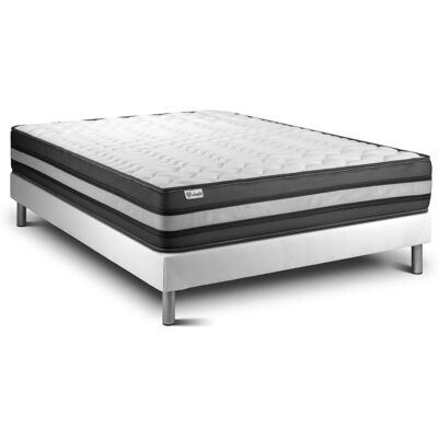 Ensemble lit blanc VITALIT - Matelas mémoire 180x200 - Publicité Ensemble lit blanc VITALIT - Matelas mémoire 180x200 - Publicité
