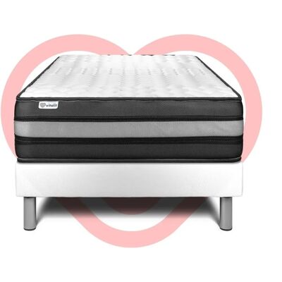 Cama blanca con somier y colchón de espuma viscoelástica - Vitalit Cama blanca con somier y colchón de espuma viscoelástica - Vitalit