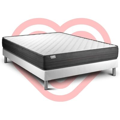 Base de cama blanca Vitalit y colchón de espuma viscoelástica - 140x190 Base de cama blanca Vitalit y colchón de espuma viscoelástica - 140x190