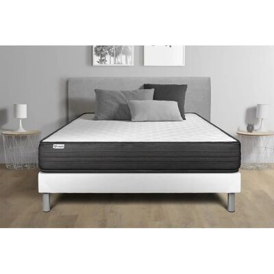 Conjunto de base de cama blanca Vitalit + Colchón de espuma viscoelástica 90x190 Conjunto de base de cama blanca Vitalit + Colchón de espuma viscoelástica 90x190