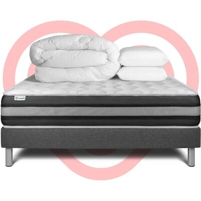 Vitalspring Zen - Ensemble de Matelas Hybride Gris avec Oreillers et Duvet - Publicité Vitalspring Zen - Ensemble de Matelas Hybride Gris avec Oreillers et Duvet - Publicité