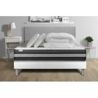 Ensemble Matelas Hybride Mousse à Mémoire Vitalspring Zen - Blanc - Publicité Ensemble Matelas Hybride Mousse à Mémoire Vitalspring Zen - Blanc - Publicité