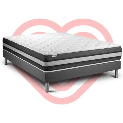 Ensemble Lit Gris Vitalit avec Mousse à Mémoire et Ressorts Ensachés - Ensemble de lit - Publicité Ensemble Lit Gris Vitalit avec Mousse à Mémoire et Ressorts Ensachés - Ensemble de lit - Publicité