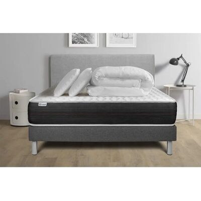 Ensemble Matelas Hybride Vitalspring 200x200cm - Gris - Publicité Ensemble Matelas Hybride Vitalspring 200x200cm - Gris - Publicité
