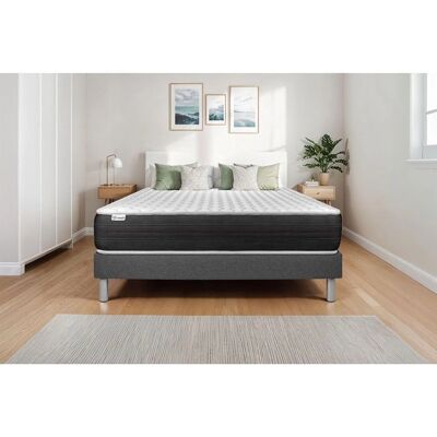 Somier Gris Vitalit + Matelas à Ressorts Ensachés - Literie - Publicité Somier Gris Vitalit + Matelas à Ressorts Ensachés - Literie - Publicité