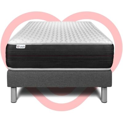 Somier gris + Matelas à ressorts ensachés - Ensemble lit - Publicité Somier gris + Matelas à ressorts ensachés - Ensemble lit - Publicité