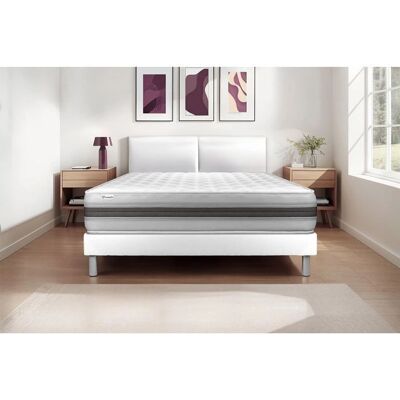 Structure de lit blanche VITALIT avec matelas à mémoire - Système de lit - Publicité Structure de lit blanche VITALIT avec matelas à mémoire - Système de lit - Publicité