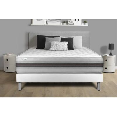 Conjunto de cama blanco Vitalit con colchón de espuma viscoelástica 140x190 Conjunto de cama blanco Vitalit con colchón de espuma viscoelástica 140x190