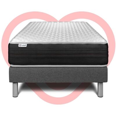 Ensemble Matelas et Sommier Vitalit Gris - 90x190cm - Publicité Ensemble Matelas et Sommier Vitalit Gris - 90x190cm - Publicité