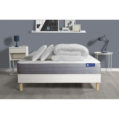 Set letto con Molle e Memory Foam Bianco - 140x190cm Set letto con Molle e Memory Foam Bianco - 140x190cm