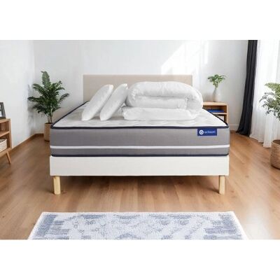 Actisom - Set completo letto 160x200 - Materasso a molle insacchettate, Cuscini, Piumino Actisom - Set completo letto 160x200 - Materasso a molle insacchettate, Cuscini, Piumino