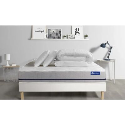 Set completo letto Actisom - Materasso 140x200, Base a doghe, Federe, Piumone Set completo letto Actisom - Materasso 140x200, Base a doghe, Federe, Piumone