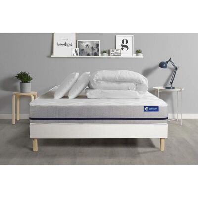 Juego de cama completo Actisom - Colchón 140x190cm + Somier + 2 Almohadas + Edredón Juego de cama completo Actisom - Colchón 140x190cm + Somier + 2 Almohadas + Edredón