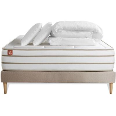 Ensemble de lit complet Marmottes & Co - Matelas en mousse à mémoire 140x200cm Beige - Publicité Ensemble de lit complet Marmottes & Co - Matelas en mousse à mémoire 140x200cm Beige - Publicité