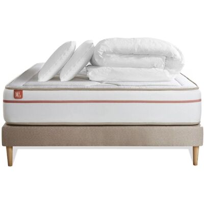 Ensemble Lit Marmottes & Co - Matelas à mémoire 140x190cm + Sommier + Oreillers + Couette - Publicité Ensemble Lit Marmottes & Co - Matelas à mémoire 140x190cm + Sommier + Oreillers + Couette - Publicité
