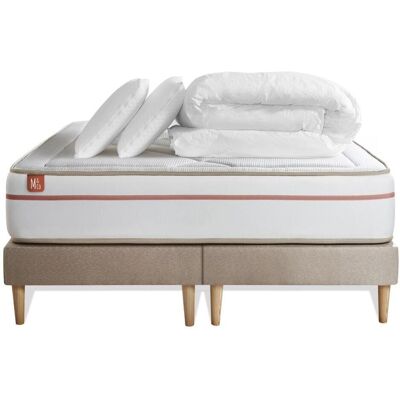 Ensemble de lit en mousse à mémoire Marmottes & Co - 180x200cm - Beige - Publicité Ensemble de lit en mousse à mémoire Marmottes & Co - 180x200cm - Beige - Publicité