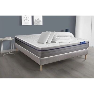 Set de Colchón Gris 180x200 con Espuma de Memoria - Almohadas, Edredón, Montaje Fácil Set de Colchón Gris 180x200 con Espuma de Memoria - Almohadas, Edredón, Montaje Fácil