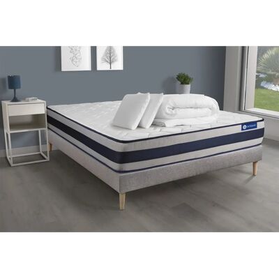 Juego de cama gris con muelles y viscoelástica - Actisom Juego de cama gris con muelles y viscoelástica - Actisom