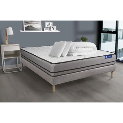 ACTISOM Graues 140x200cm Matratzen-Set mit Federkern & Basis ACTISOM Graues 140x200cm Matratzen-Set mit Federkern & Basis