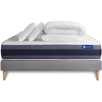 Juego de cama ACTISOM de látex y espuma viscoelástica - 140x200cm - Gris Juego de cama ACTISOM de látex y espuma viscoelástica - 140x200cm - Gris
