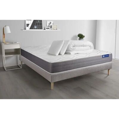 Set Materasso in Latex e Schiuma di Memoria Grigia ACTISOM - 140x190cm Set Materasso in Latex e Schiuma di Memoria Grigia ACTISOM - 140x190cm