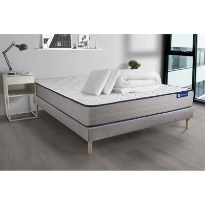 Materasso in Latex Grigio ACTISOM + Set Letto (160x200 cm) - Materasso & Base Materasso in Latex Grigio ACTISOM + Set Letto (160x200 cm) - Materasso & Base