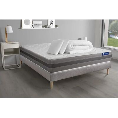 Pack completo de colchón de espuma viscoelástica gris - Juego de cama completo Pack completo de colchón de espuma viscoelástica gris - Juego de cama completo
