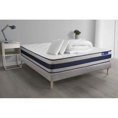 Conjunto de cama ACTISOM - Colchón de memoria 200x200, Base ajustable, Almohadas, Edredón Conjunto de cama ACTISOM - Colchón de memoria 200x200, Base ajustable, Almohadas, Edredón