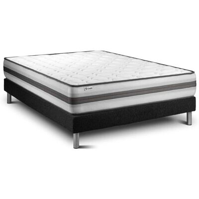 Vitalit Base tapissée noire + Matelas à mémoire et ressorts ensachés 140x190 - Lit - Publicité Vitalit Base tapissée noire + Matelas à mémoire et ressorts ensachés 140x190 - Lit - Publicité