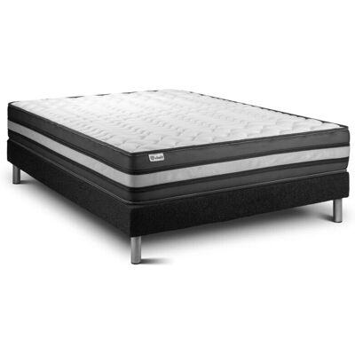 Ensemble de lit noir VITALIT - Mousse à mémoire 160x200 - Publicité Ensemble de lit noir VITALIT - Mousse à mémoire 160x200 - Publicité