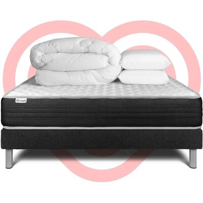 Conjunto de Colchón de Espuma Viscoelástica Negra Vitalit - Cama con Almohadas y Edredón Conjunto de Colchón de Espuma Viscoelástica Negra Vitalit - Cama con Almohadas y Edredón