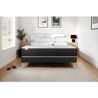Conjunto de Colchón de Espuma Viscoelástica Negra Vitalit - Cama, Base, Almohadas, Edredón Conjunto de Colchón de Espuma Viscoelástica Negra Vitalit - Cama, Base, Almohadas, Edredón