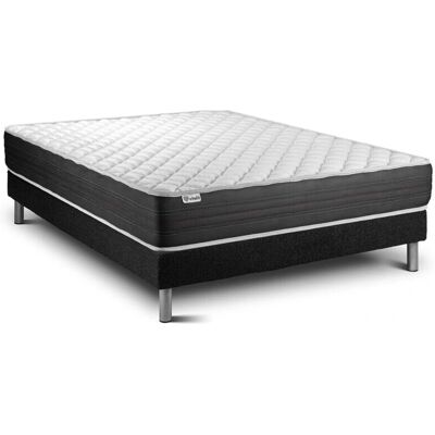 Base tapizada negra Vitalit + Colchón de espuma viscoelástica - 160x200 Base tapizada negra Vitalit + Colchón de espuma viscoelástica - 160x200