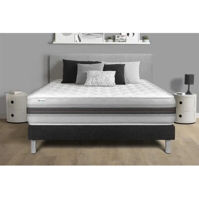 Fundas de cama negras Vitalit y colchón viscoelástico - 90x200 Fundas de cama negras Vitalit y colchón viscoelástico - 90x200