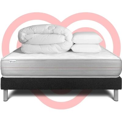 Ensemble Complet de Lit Vitalmemo - Matelas 140x200cm + Structure + 2 Oreillers + Couette - Publicité Ensemble Complet de Lit Vitalmemo - Matelas 140x200cm + Structure + 2 Oreillers + Couette - Publicité
