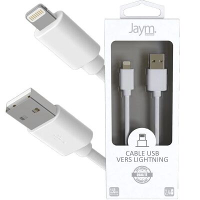 Câble Lightning vers USB-A Jaym Blanc 2.4A - 1.5m, Charge & Sync - Publicité Câble Lightning vers USB-A Jaym Blanc 2.4A - 1.5m, Charge & Sync - Publicité