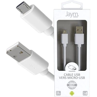 Jaym Micro-USB to USB-A 2.4A Cable - 1.5m White Jaym Micro-USB to USB-A 2.4A Cable - 1.5m White