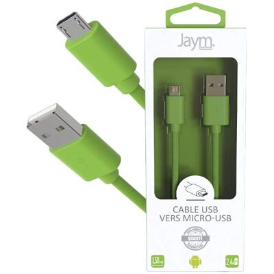 Jaym Micro-USB à USB-A 2,4A Vert - Câble Jaym Micro-USB à USB-A 2,4A Vert - Câble