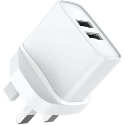 Jaym Dual USB-A 12W 2.4A UK Dubai Plug Charger - Charger Jaym Dual USB-A 12W 2.4A UK Dubai Plug Charger - Charger